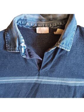 XLT True Vintage Rugby Shirt St. Johns Bay Denim Collar Distress Paint 1990's